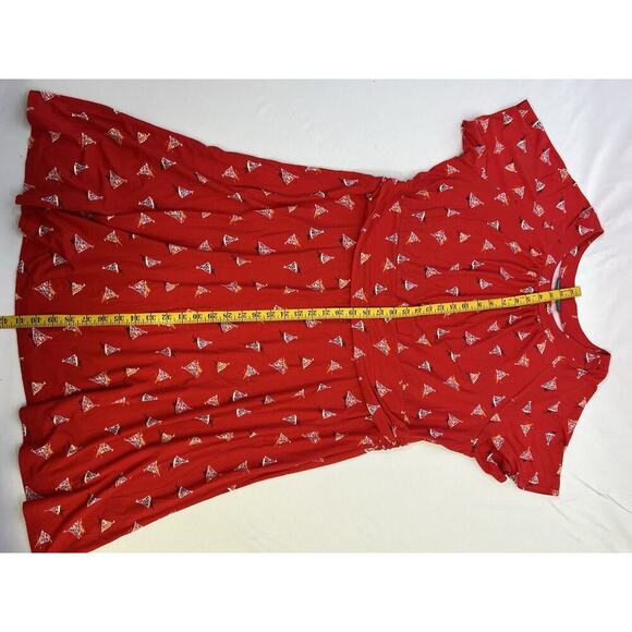 Women’s Midi Dress 1X 18-20 Sailboat Print Red Nautical Coastal Summer - Picture 9 of 12
